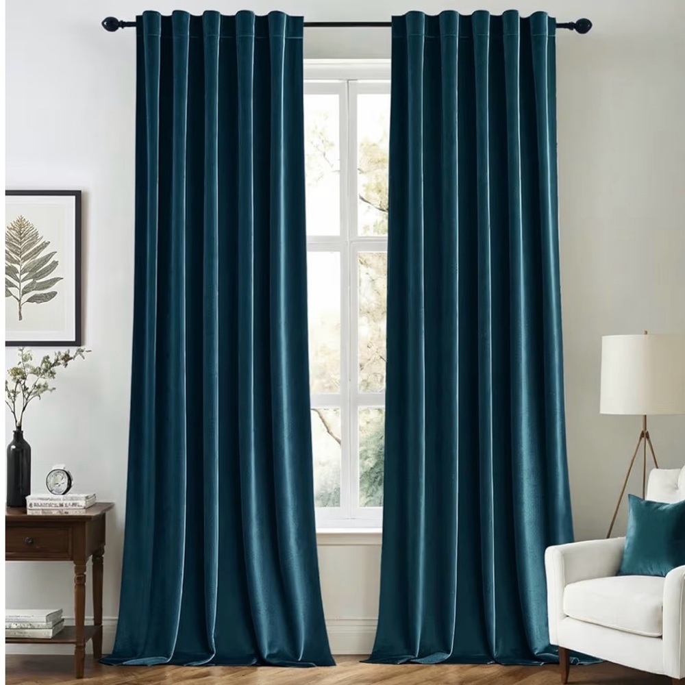 Miulee Luxury Teal Velvet Curtains 2 Panels 90x52” Each NIP